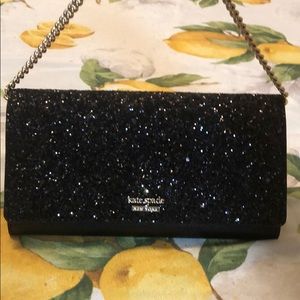 Kate spade black glitter wallet